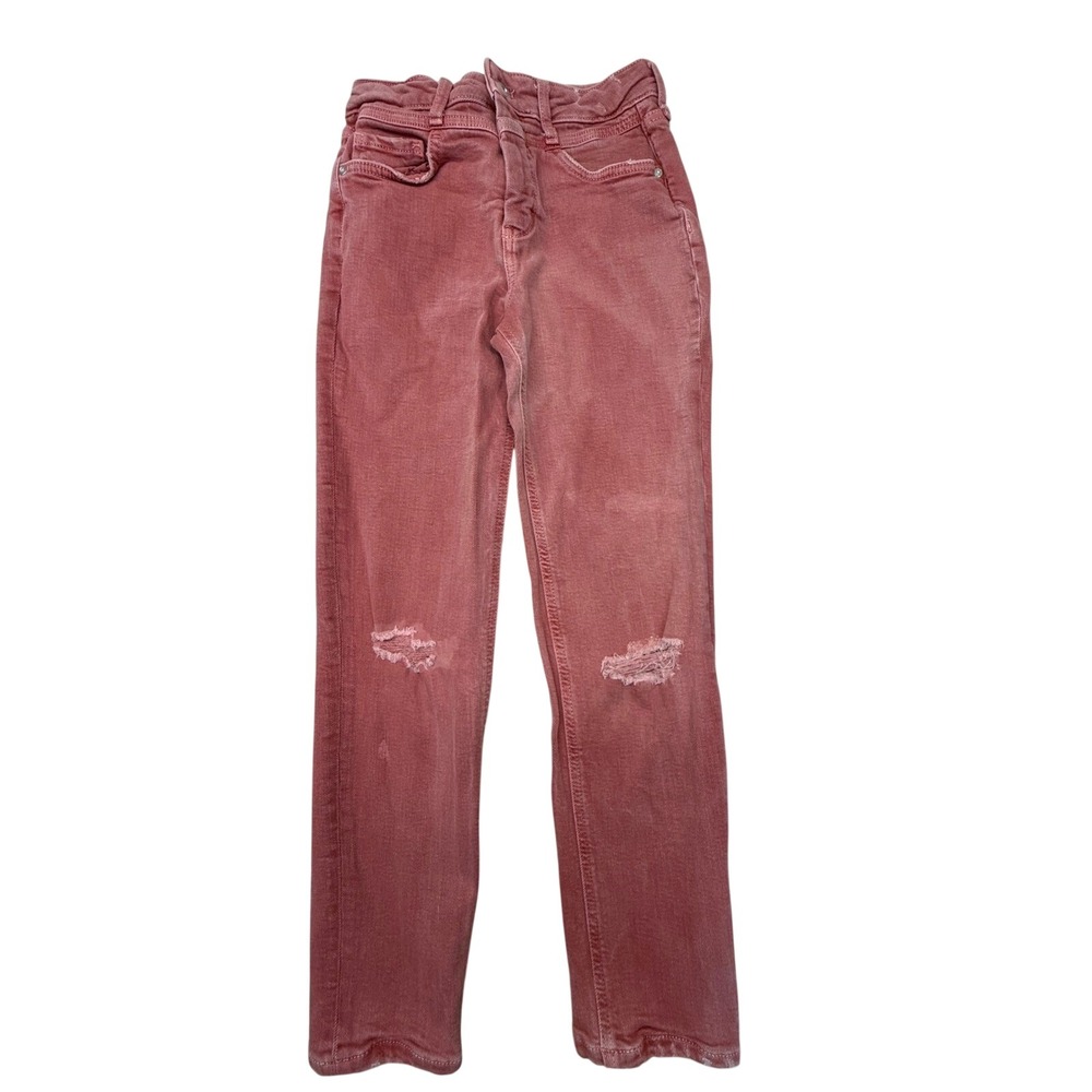 Pilcro and the Letterpress Anthropologie High-Rise Slim Jeans Red Distressed 26